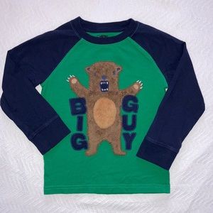 Gymboree 2t fuzzy bear big guy long sleeve navy green tee
